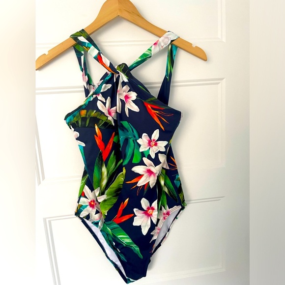 Ralph Lauren Other - Ralph Lauren Navy Floral One-Piece Swimsuit, Halter Top